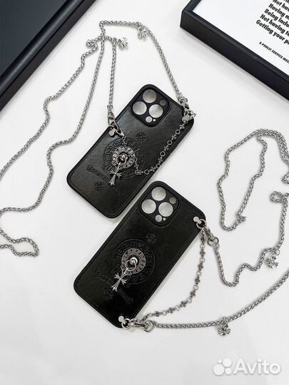 Чехол Chrome Hearts на iPhone 15 Pro Max с цепями