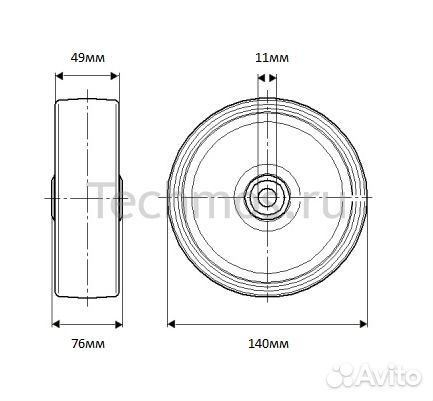 Колесо для тележек Польша двойное