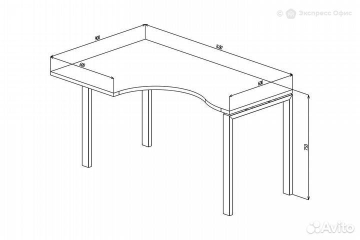 Стол письменный эргономичный левый Sigma SG.231.OD.63.WH.L