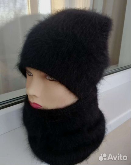 Шапка женская вязаная из пуха норки
