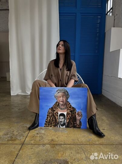 Картина акрил Королева Елизавета и Фреди Меркьюри