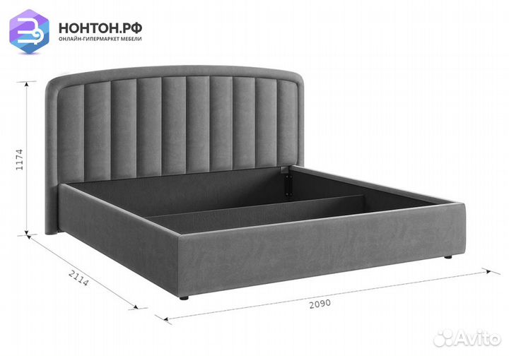 Кровать Сиена 2 1.8 м серо-синяя