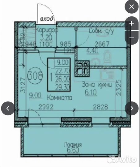 1-к. квартира, 30 м², 2/15 эт.