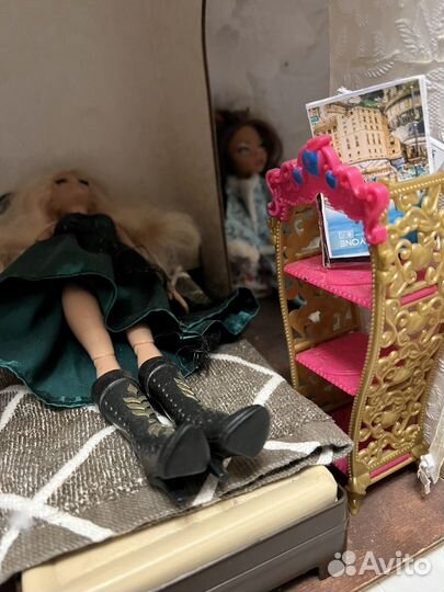 Кукольный дом для барби трехэтажный с мебелью