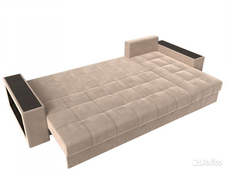 Диван угловой Дубай правый угол, велюр, бежевый