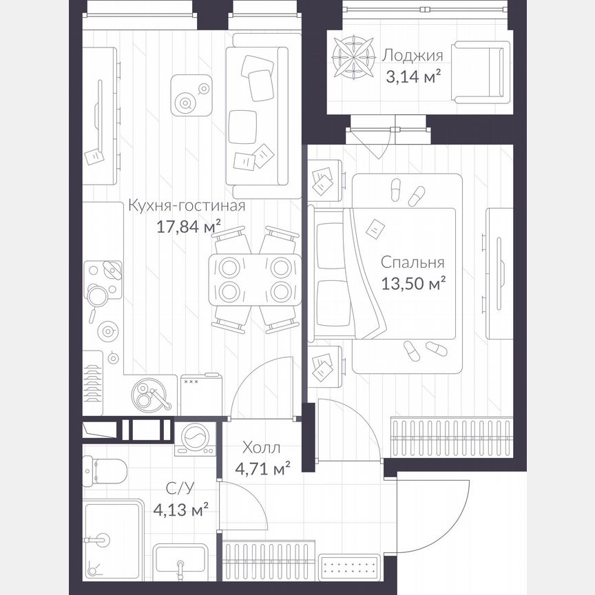 1-к. квартира, 42,1 м², 8/10 эт.