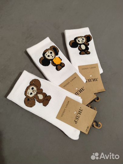 Носки белые с Чебурашкой