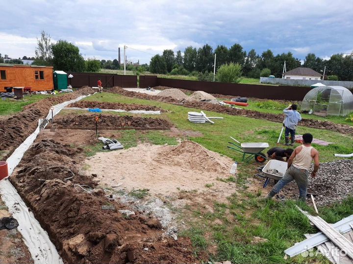 Копка колодца. Установка септика