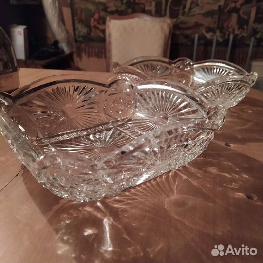 Большие хрустальные салатницы СССР. Пара