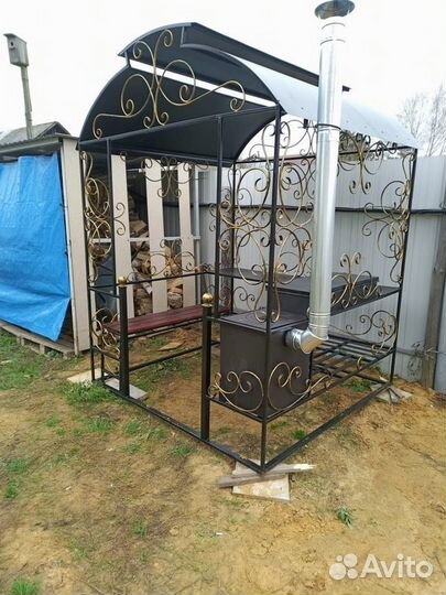 Беседка мангал с лавочкой