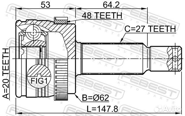 Шрус внешний зад прав/лев 1210IX35A48R Febest