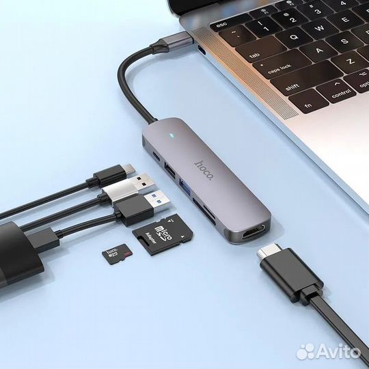 Хаб Type-C на USB \ USB-C \ hdmi \ MicroSD \ SD