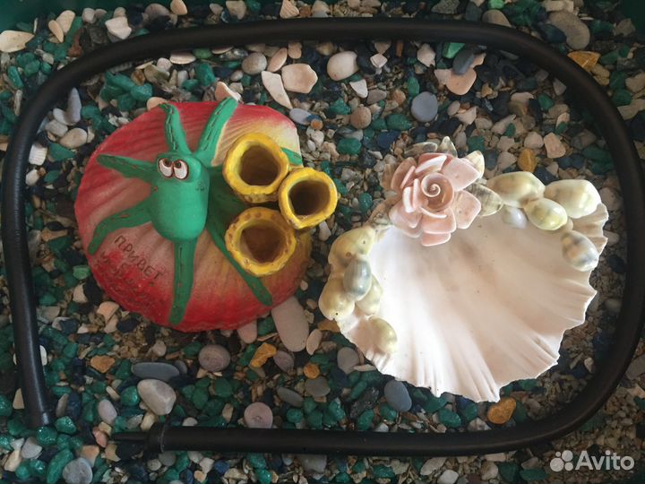 Аквариум: осьминог, ваза, трубка, грунт