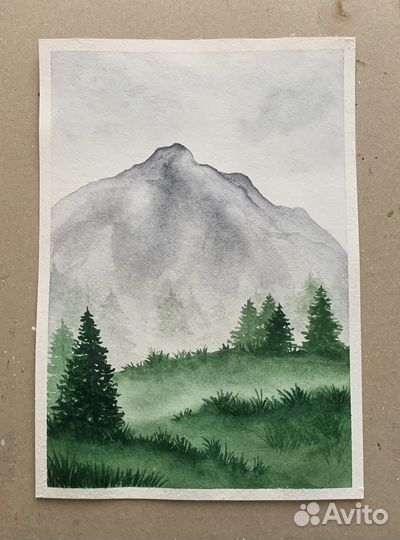 Картина. Туманный день. (Акаарель)