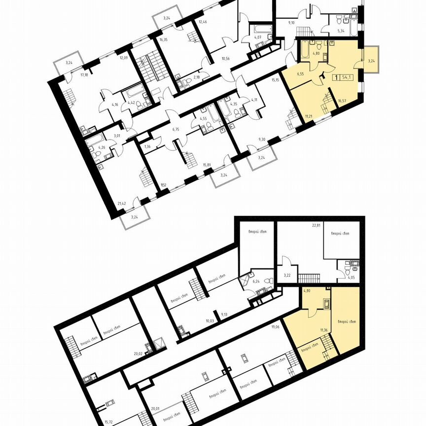 1-к. квартира, 54,1 м², 3/3 эт.