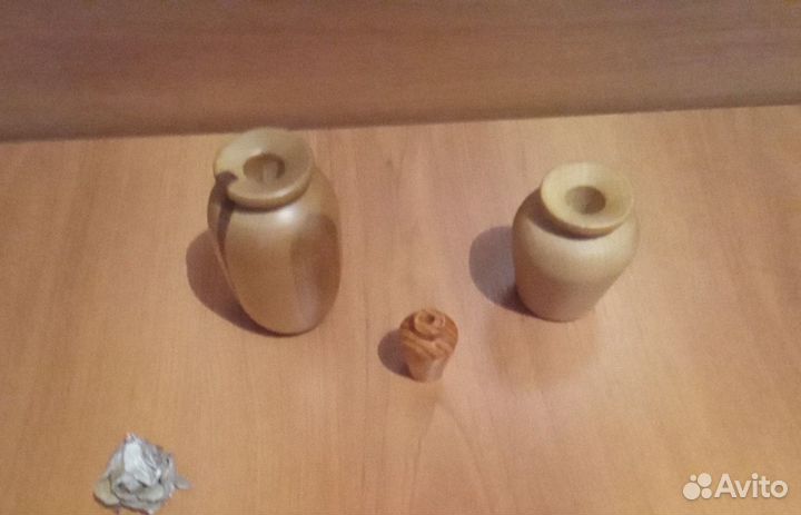 Вазочки из цельного дерева,миниатюра 3шт