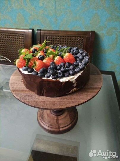 Вращающаяся тортовница, тортовница, деревянная пос