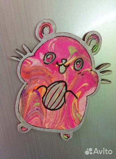 Магнитик из дерева ручная работа (хомяк)