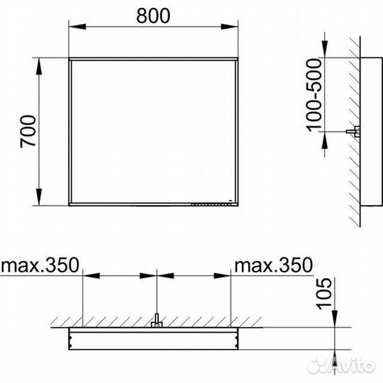 33097292500 plan Зеркало 800x105х700 mm инокс мат