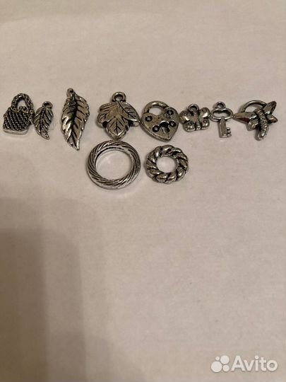 Остатки кулонов цвет серебро для браслетов и бус