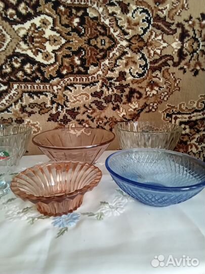 Салатники, вазочки цветное стекло СССР