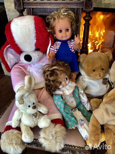 Кукла винтажная и собака гдр, медведи