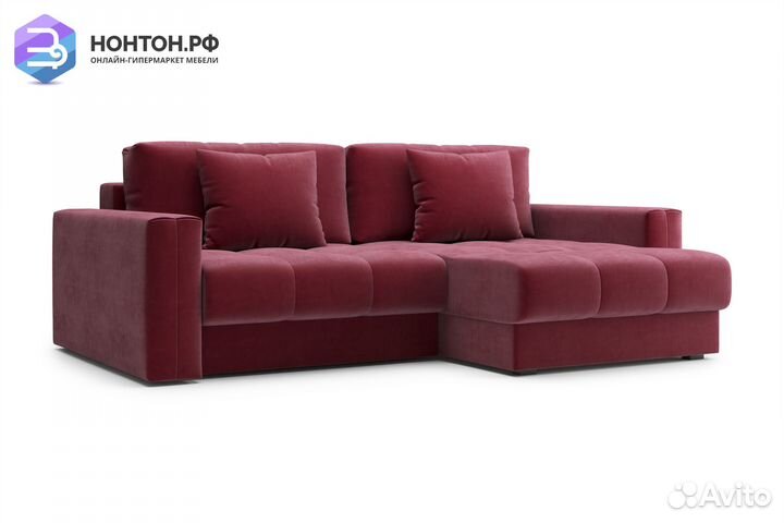 Диван угловой тик-так Монарх бордовый