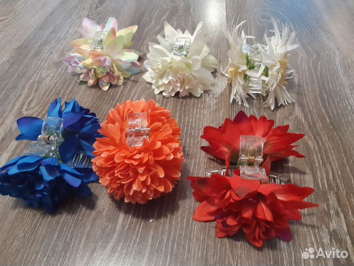 Заколка для волос краб с цветами Таиланд