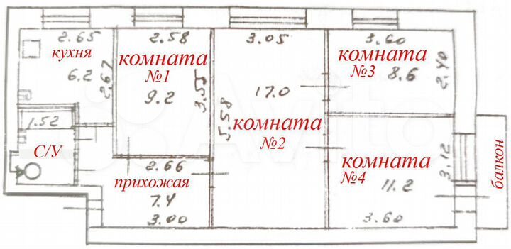 4-к. квартира, 63,8 м², 4/5 эт.