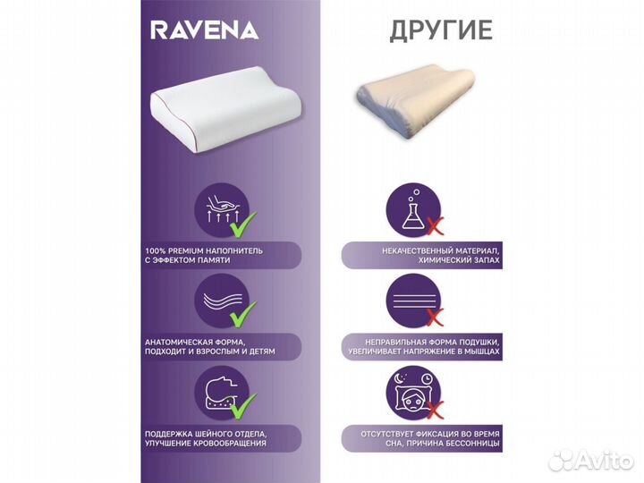 Ортопедическая подушка для сна 60х40х13 см