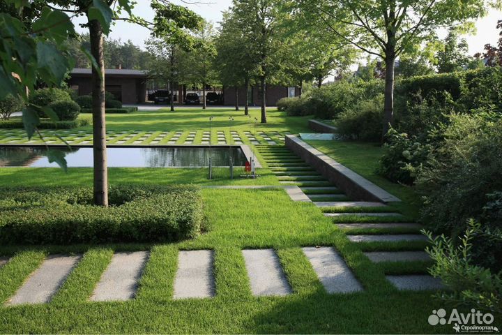 Рулонный газон.Ландшафтное проектирование под ключ