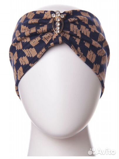 Повязка на Голову Утеплённая с Декором-Брошью Нов