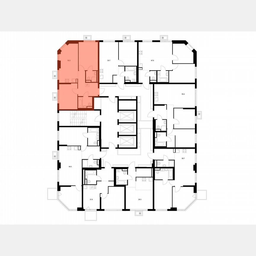 2-к. квартира, 52,2 м², 19/23 эт.