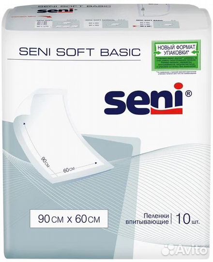 Пеленки одноразовые Seni Soft Basic 90 x 60 см, 10