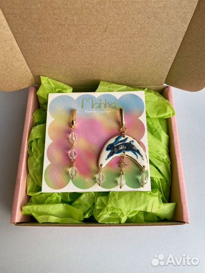 Керамические серьги с золотым напылением