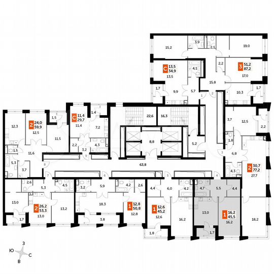 1-к. квартира, 45,5 м², 27/43 эт.
