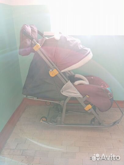 Детские санки коляска с колесами