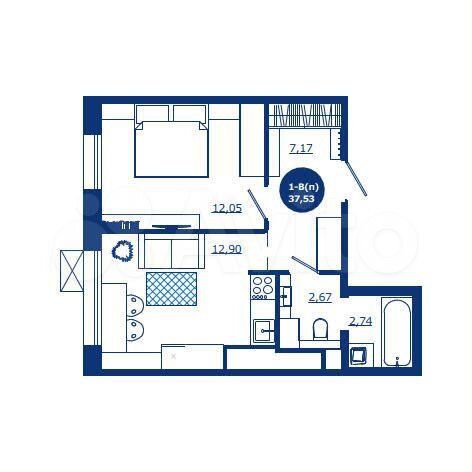 1-к. квартира, 37,5 м², 6/17 эт.