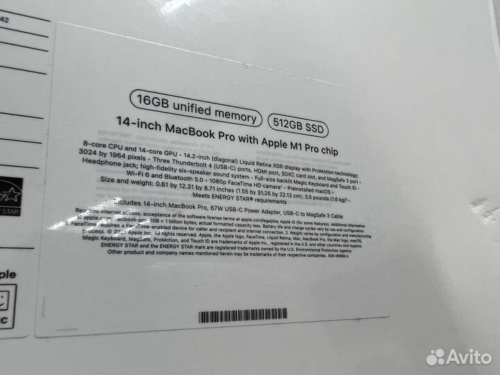 MacBook 14 Pro M1Pro 16/512 /нoвый/pyc.Клавитура