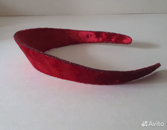 Кокошник алый бархатный Ободок женский