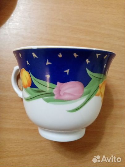 Чайный сервиз фарфор, рисунок тюльпаны