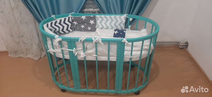 Детская кроватка трансформер овальная