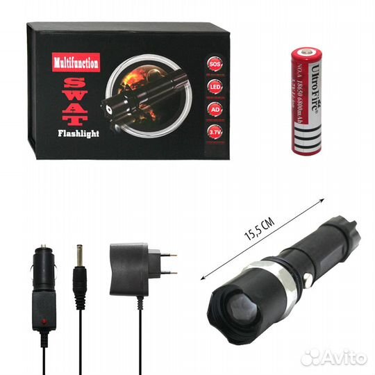 Фонарь ME MX-8008 черный (1 LED) (MR)