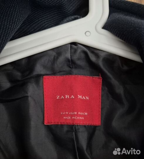 Мужское синее пальто zara
