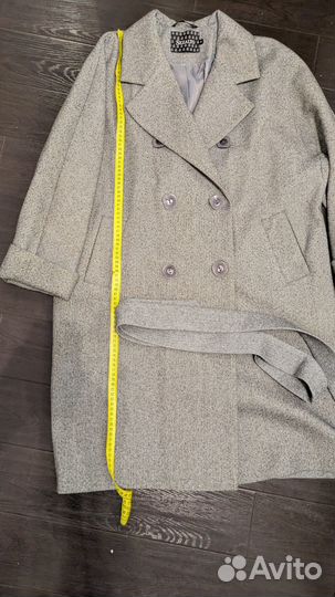 Пальто шерстяное женское серое 54