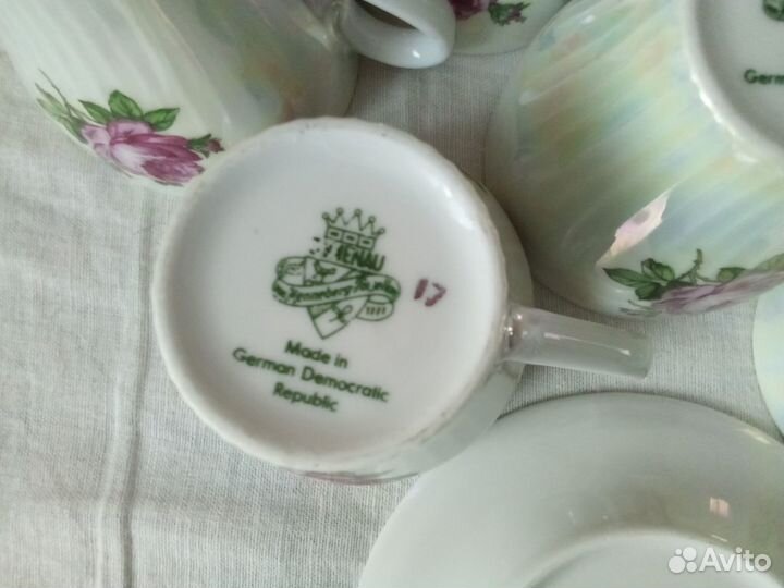 Сервиз кофейный фарфор Роза гдр на 6 персон