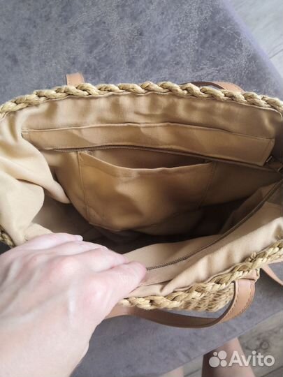 Cумка плетёная из лозы рафии соломки джута