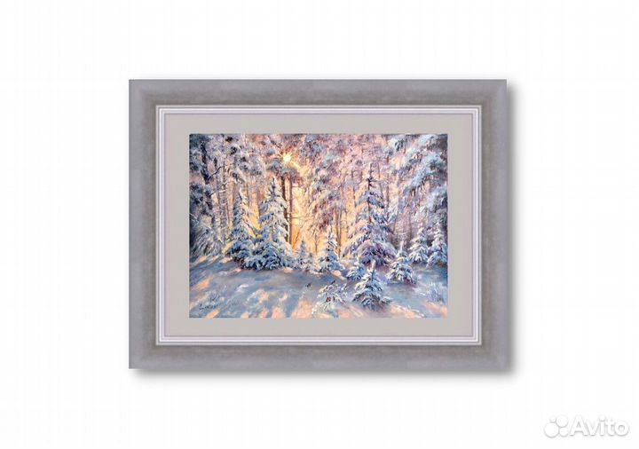 Картина «Солнечный день. Охотница» зимний пейзаж