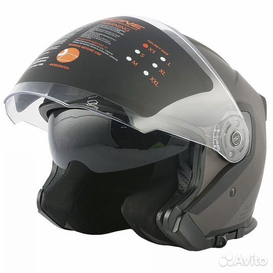 Шлем открытый со стеклом origine palio Techy черны