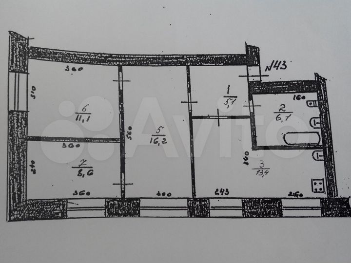 3-к. квартира, 62 м², 2/5 эт.